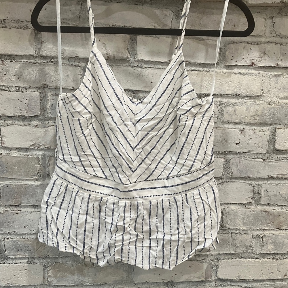 Striped White and Blue Women's Tank Top